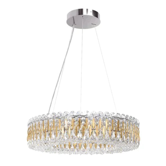 1-Tier Round Crystal Beads Drum Chandelier