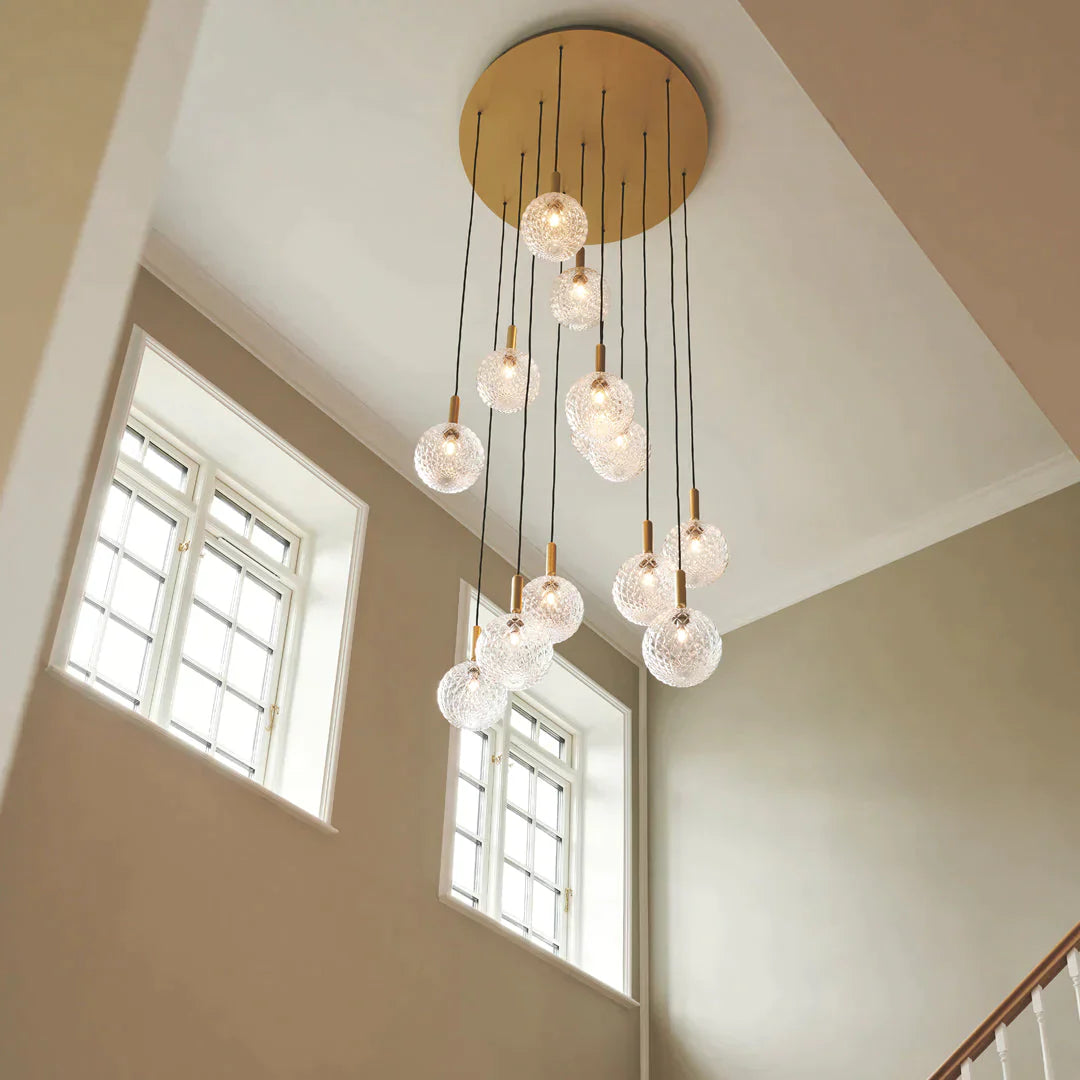1/3/6/13-Globes Clear/White Glass Pendant Chandelier