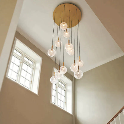 1/3/6/13-Globes Clear/White Glass Pendant Chandelier