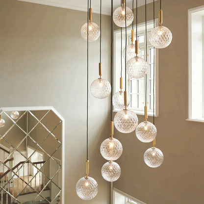 1/3/6/13-Globes Clear/White Glass Pendant Chandelier