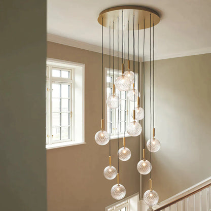 1/3/6/13-Globes Clear/White Glass Pendant Chandelier
