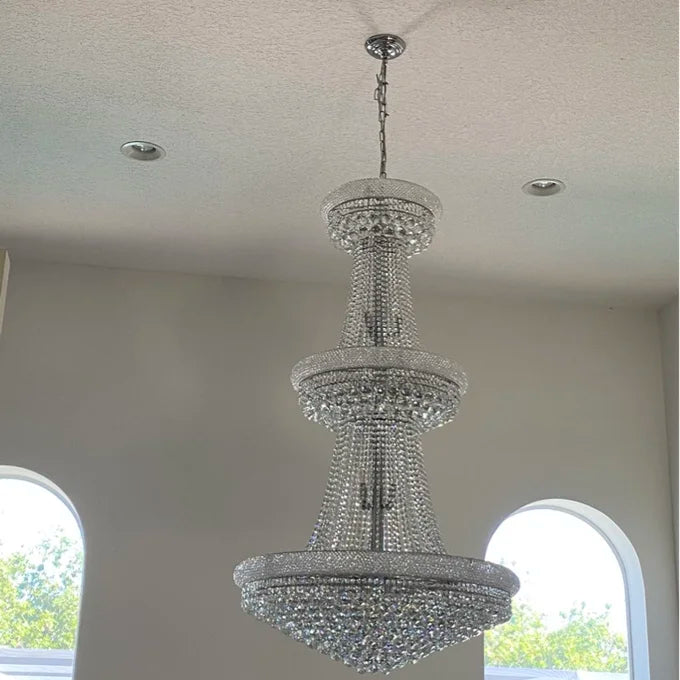 3-Tier Empire Gold/Chrome Crystal Chandelier