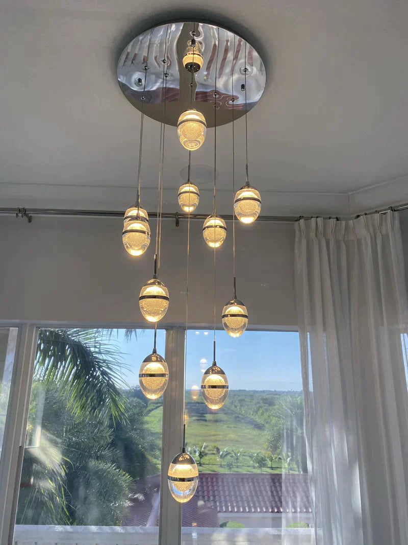 1/3/12/27-Light Crystal Cluster Bubble Pendant/Chandelier