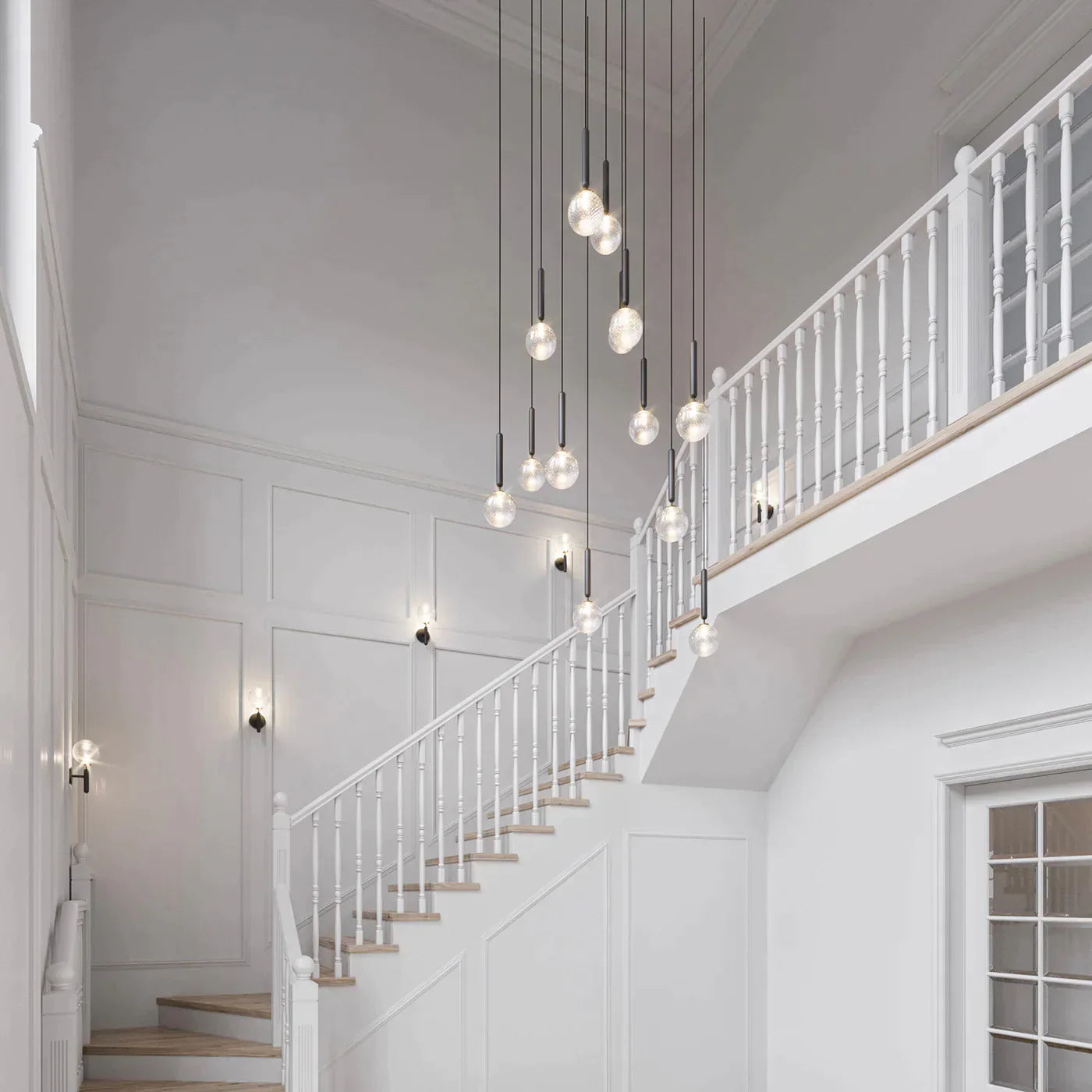 1/3/6/13-Globes Clear/White Glass Pendant Chandelier