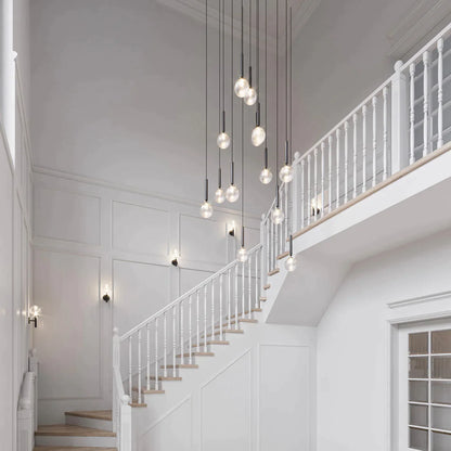 1/3/6/13-Globes Clear/White Glass Pendant Chandelier