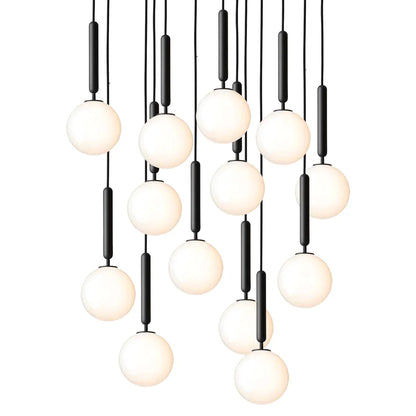 1/3/6/13-Globes Clear/White Glass Pendant Chandelier