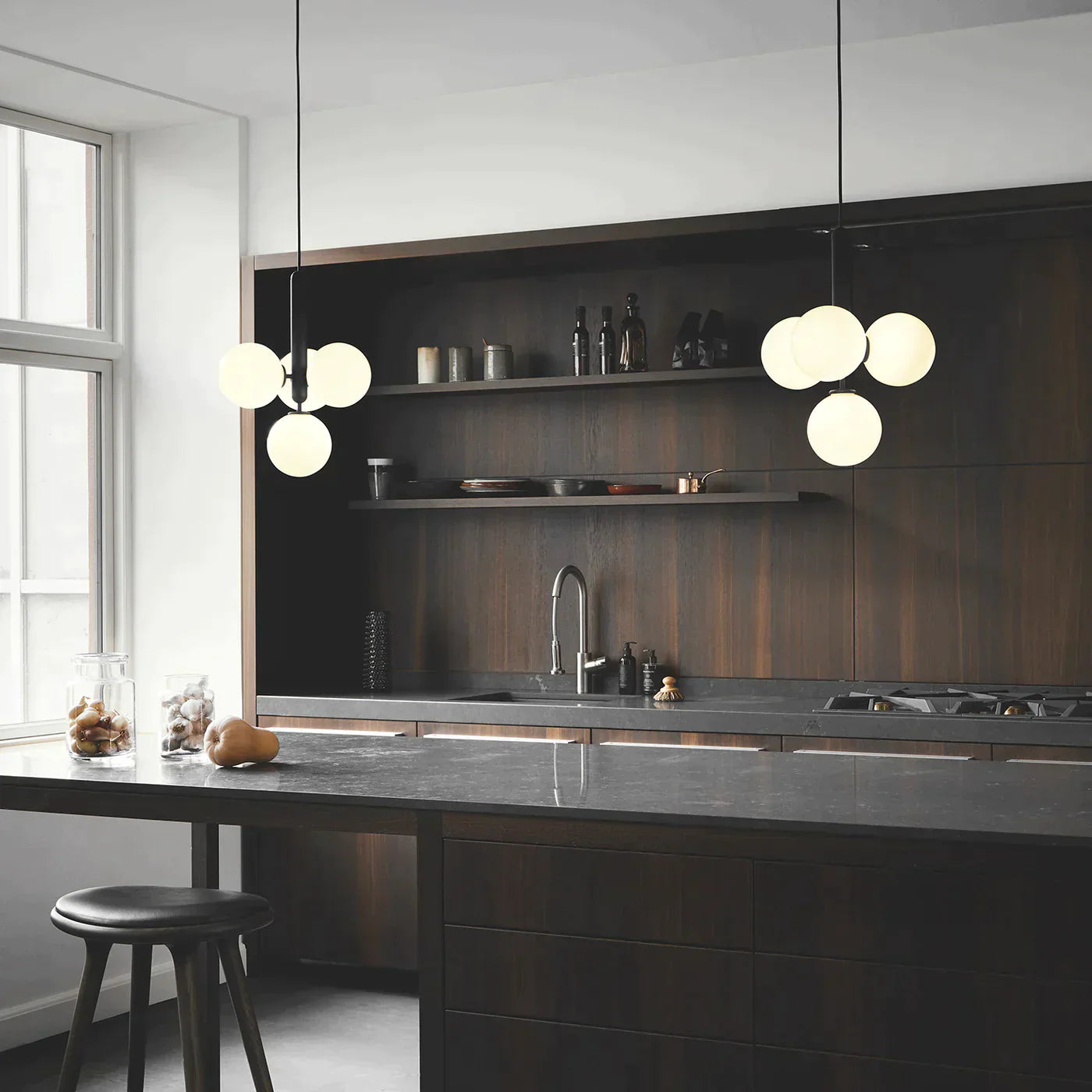 1/3/6/13-Globes Clear/White Glass Pendant Chandelier