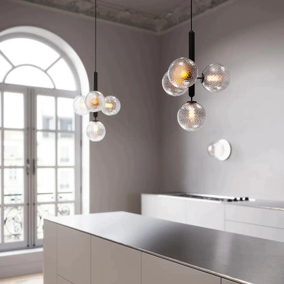 1/3/6/13-Globes Clear/White Glass Pendant Chandelier