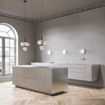 1/3/6/13-Globes Clear/White Glass Pendant Chandelier