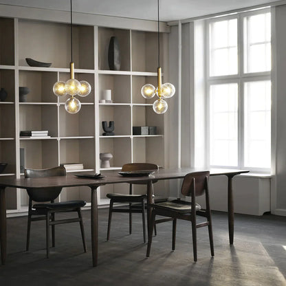 1/3/6/13-Globes Clear/White Glass Pendant Chandelier