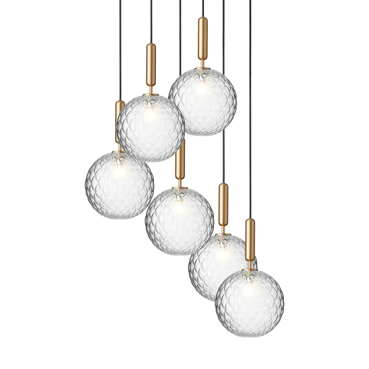 1/3/6/13-Globes Clear/White Glass Pendant Chandelier