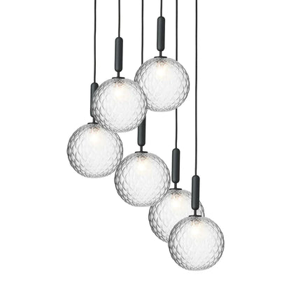 1/3/6/13-Globes Clear/White Glass Pendant Chandelier