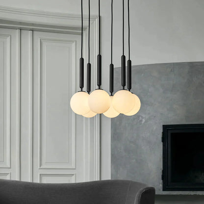 1/3/6/13-Globes Clear/White Glass Pendant Chandelier