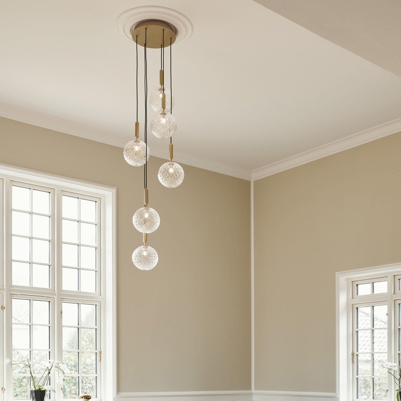 1/3/6/13-Globes Clear/White Glass Pendant Chandelier