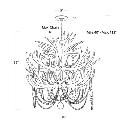 2-Tier Pure White Antler Chandelier
