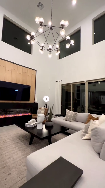 10/15/21-Light Black Diamond Industrial Glass Chandelier