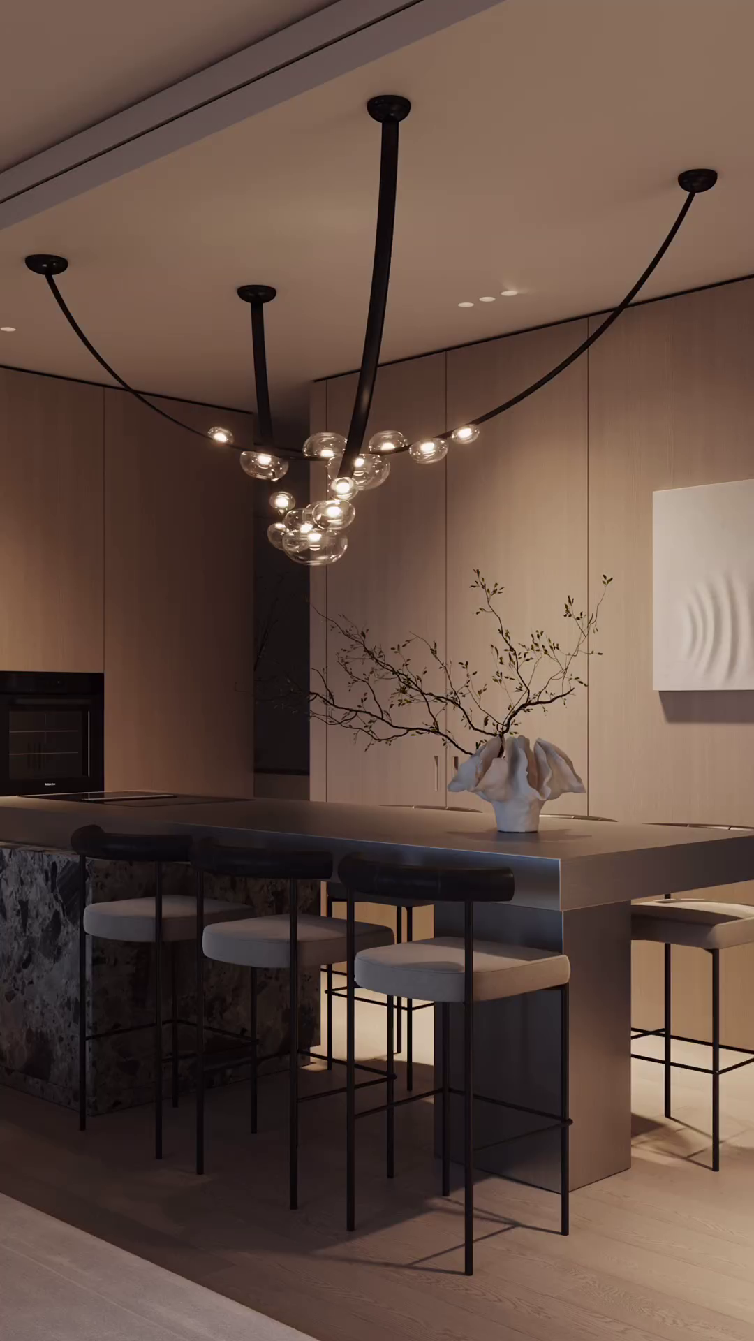 1/2-Leather Belt Glass Chandelier