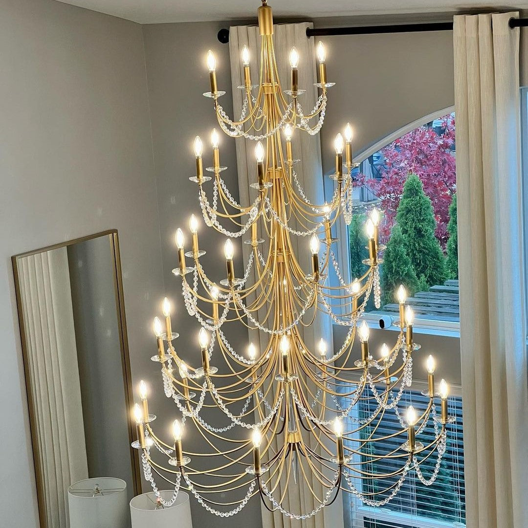 3/4/5-Tier Candle Chandelier in Gold/Black Finish
